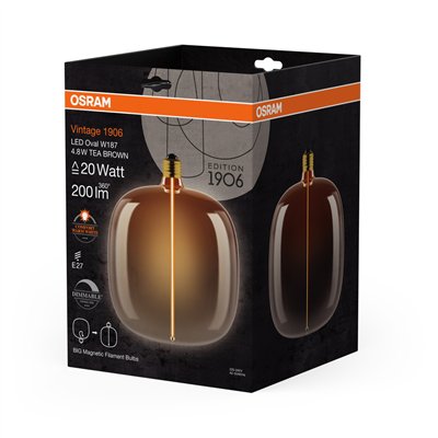 VINTAGE 1906 LED DECORATIVE BULB WITH FILAMENT-MAGNETIC STYLE DIMMABLE 4.8W 818 Tea Brown E27