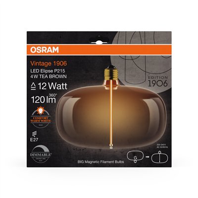 VINTAGE 1906 LED DECORATIVE BULB WITH FILAMENT-MAGNETIC STYLE DIMMABLE 4W 818 Tea Brown E27