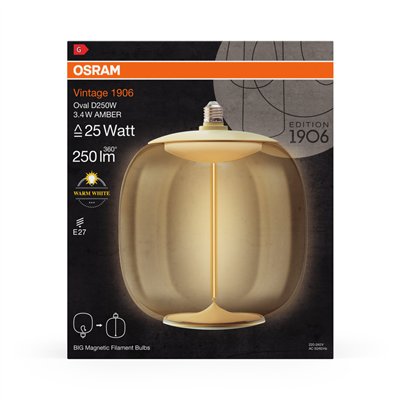 Vintage 1906® LED BIG DECORATIVE BULB WITH FILAMENT-MAGNETIC STYLE 3.4W 827 Amber E27