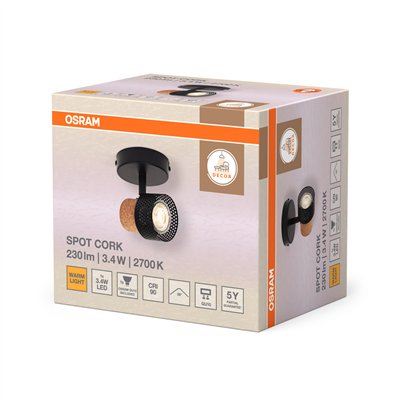 DECOR SPOT CORK BLACK 1x3.4W 927 DIM