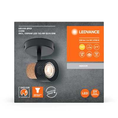 DECOR SPOT CORK BLACK 1x3.4W 927 DIM