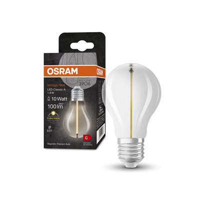 Vintage 1906® LED CLASSIC A, Globe and EDISON WITH FILAMENT-MAGNETIC STYLE 1.8W 827 Clear E27