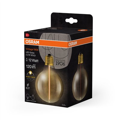Vintage 1906® LED CLASSIC A, Globe and EDISON WITH FILAMENT-MAGNETIC STYLE 2.2W 827 Gold E27