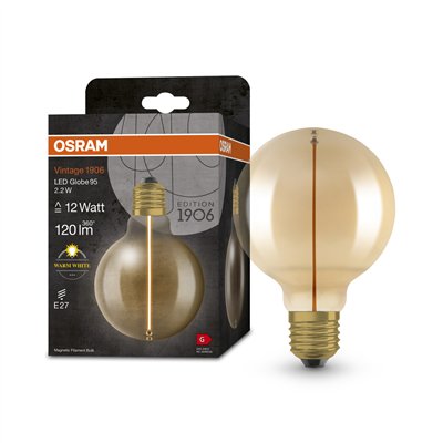 Vintage 1906® LED CLASSIC A, Globe and EDISON WITH FILAMENT-MAGNETIC STYLE 2.2W 827 Gold E27