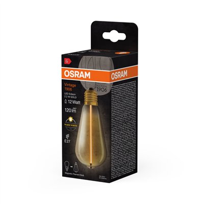 Vintage 1906® LED CLASSIC A, Globe and EDISON WITH FILAMENT-MAGNETIC STYLE 2.2W 827 Gold E27