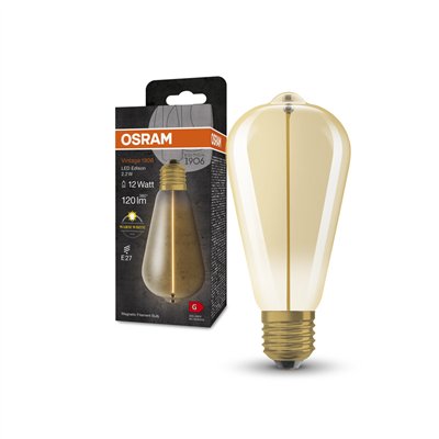 Vintage 1906® LED CLASSIC A, Globe and EDISON WITH FILAMENT-MAGNETIC STYLE 2.2W 827 Gold E27
