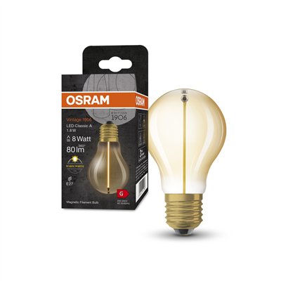 Vintage 1906® LED CLASSIC A, Globe and EDISON WITH FILAMENT-MAGNETIC STYLE 1.8W 827 Gold E27