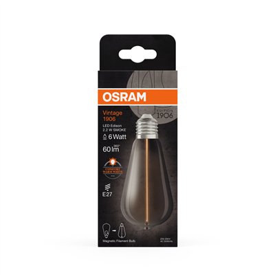 Vintage 1906® LED CLASSIC A, Globe and EDISON WITH FILAMENT-MAGNETIC STYLE 2.2W 818 Smoke E27