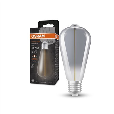 Vintage 1906® LED CLASSIC A, Globe and EDISON WITH FILAMENT-MAGNETIC STYLE 2.2W 818 Smoke E27