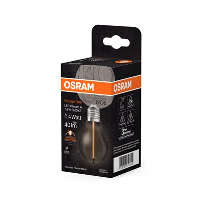 Vintage 1906® LED CLASSIC A, Globe and EDISON WITH FILAMENT-MAGNETIC STYLE 1.8W 818 Smoke E27