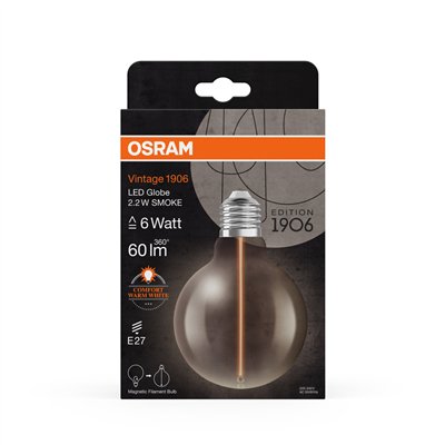 Vintage 1906® LED CLASSIC A, Globe and EDISON WITH FILAMENT-MAGNETIC STYLE 2.2W 818 Smoke E27