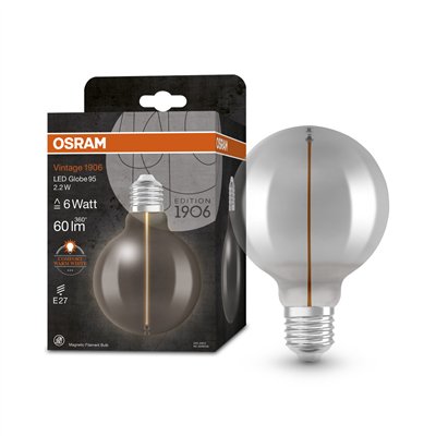 Vintage 1906® LED CLASSIC A, Globe and EDISON WITH FILAMENT-MAGNETIC STYLE 2.2W 818 Smoke E27