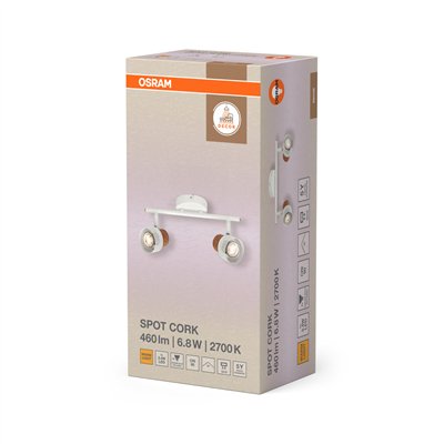 DECOR SPOT CORK WHITE 2x3.4W 927 DIM