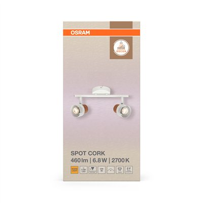 DECOR SPOT CORK WHITE 2x3.4W 927 DIM