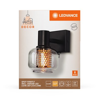 DECOR SPOT FIREFLY 1X2.8W 827 E14 Black