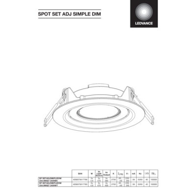 LED SPOT SET RECESS SIMPLE DIM 3 x 4.9W 2700K White
