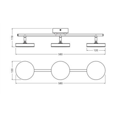 DECOR SPOT MOON 3Spot 16W 830 Black