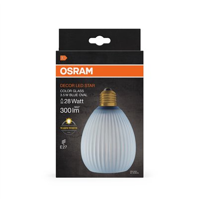 DECOR LED LAMP IN COLOURED GLASS IN COLOURED GLASS OVAL BLUE