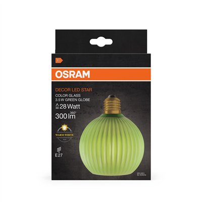 DECOR LED LAMP IN COLOURED GLASS IN COLOURED GLASS GLOBE GREEN