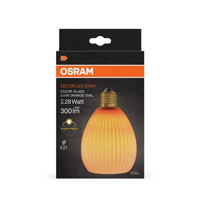 DECOR LED LAMP IN COLOURED GLASS IN COLOURED GLASS OVAL ORANGE