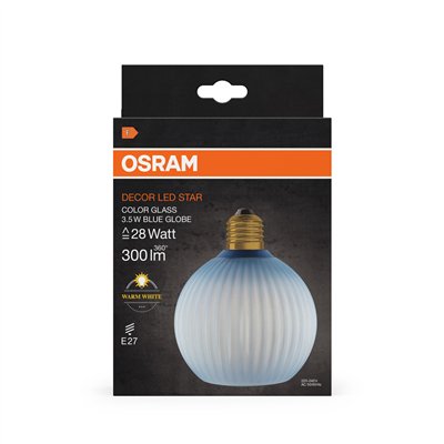 DECOR LED LAMP IN COLOURED GLASS IN COLOURED GLASS GLOBE BLUE