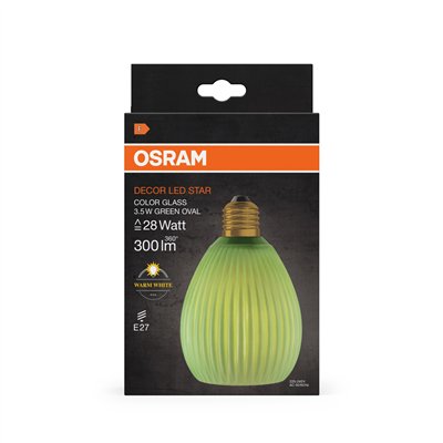 DECOR LED LAMP IN COLOURED GLASS IN COLOURED GLASS OVAL GREEN