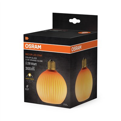 DECOR LED LAMP IN COLOURED GLASS IN COLOURED GLASS GLOBE ORANGE