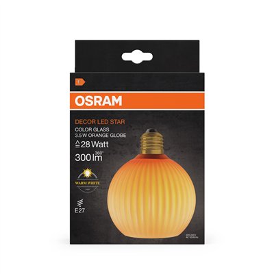 DECOR LED LAMP IN COLOURED GLASS IN COLOURED GLASS GLOBE ORANGE