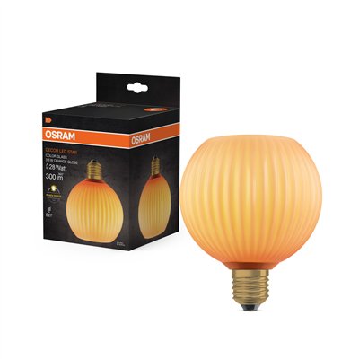 DECOR LED LAMP IN COLOURED GLASS IN COLOURED GLASS GLOBE ORANGE