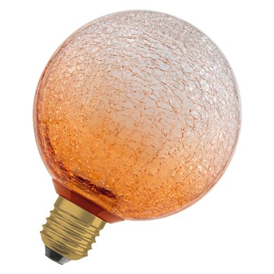 DECOR LED LAMP IN CRACKED GLASS IN CRACKED GLASS ROUND ORANGE