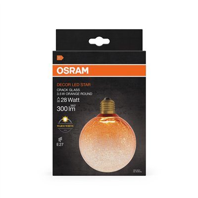 DECOR LED LAMP IN CRACKED GLASS IN CRACKED GLASS ROUND ORANGE