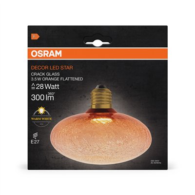 DECOR LED LAMP IN CRACKED GLASS  IN CRACKED GLASS FLATTENED ORANGE