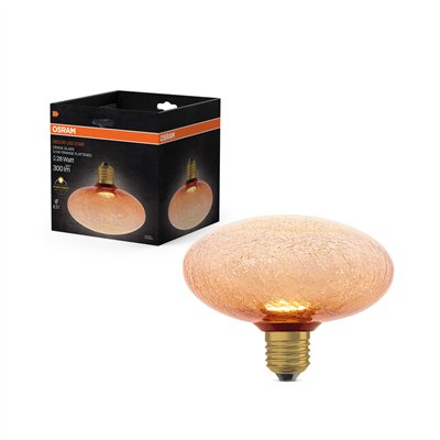 DECOR LED LAMP IN CRACKED GLASS  IN CRACKED GLASS FLATTENED ORANGE