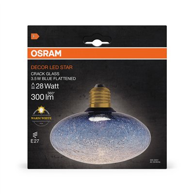 DECOR LED LAMP IN CRACKED GLASS  IN CRACKED GLASS FLATTENED BLUE