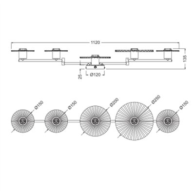 Decor Plisse 5 x E27 Beige
