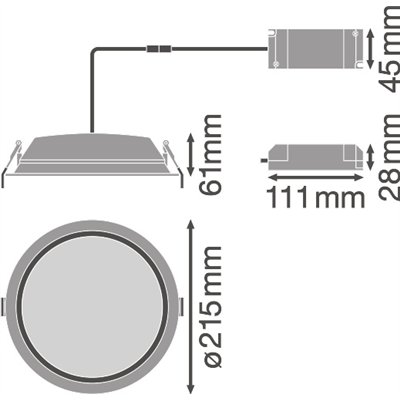 DOWNLIGHT ALU 200 35 W 6500 K IP44/IP20 WT