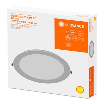 DOWNLIGHT SLIM ROUND 210 18 W 3000 K WT