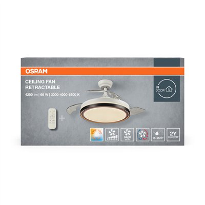 Ceiling Fan Retractable 1070 66W White