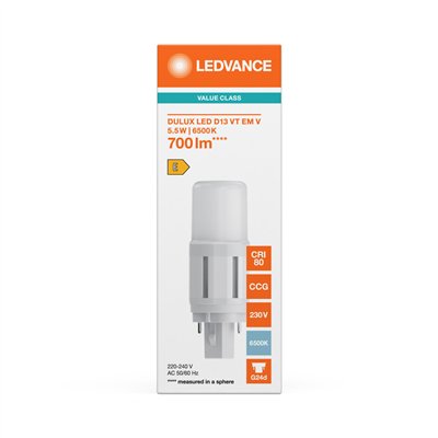DULUX LED D VT EM & AC MAINS VALUE 5.5W 865 G24D
