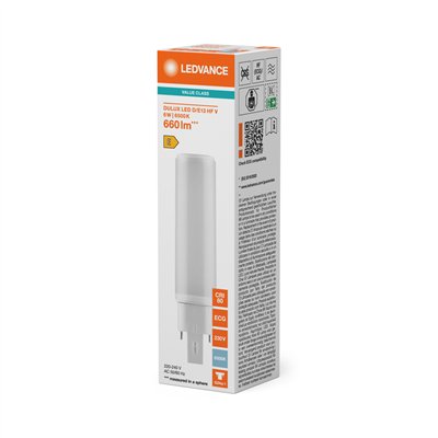 DULUX LED D/E HF & AC MAINS VALUE 6W 865 G24Q-1 