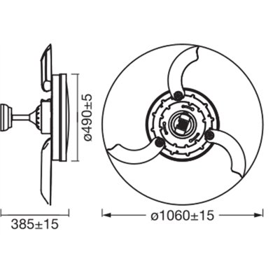 Ceiling Fan Retractable 1070 66W White
