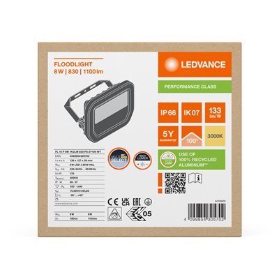 FLOODLIGHT 10 8W 1K2LM 830 PS SY100 WT