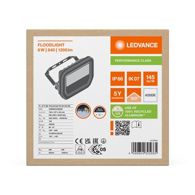 FLOODLIGHT 10 8W 1K2LM 840 PS SY100 BK