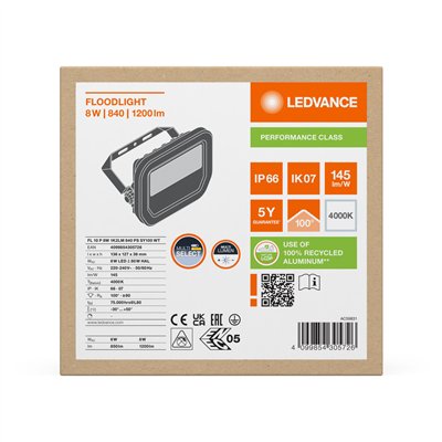 FLOODLIGHT 10 8W 1K2LM 840 PS SY100 WT