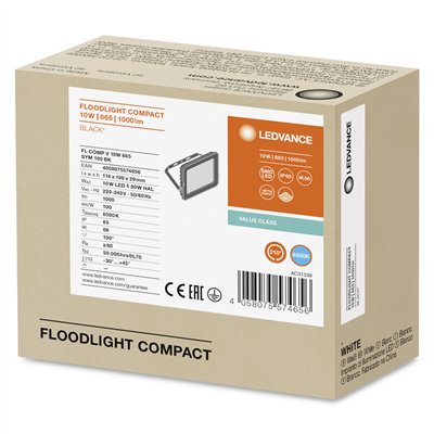 FLOODLIGHT COMPACT 10W 865 SYM 100 BK