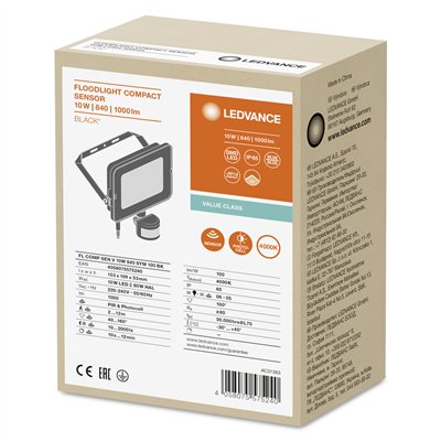 FLOODLIGHT COMPACT SENSOR 10W 840 SYM 100 BK