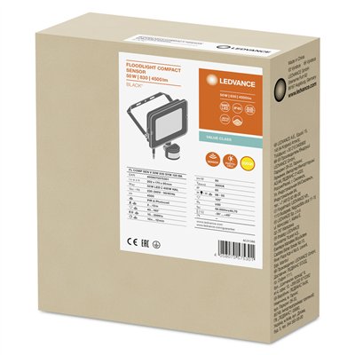 FLOODLIGHT COMPACT SENSOR 50W 830 SYM 100 BK