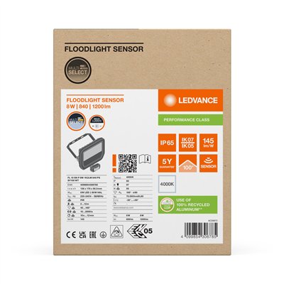 FLOODLIGHT SENSOR 10 8W 1K2LM 840 PS SY100 WT