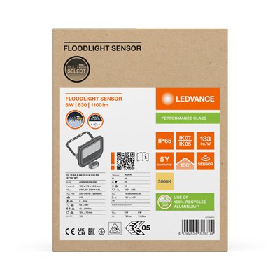 FLOODLIGHT SENSOR 10 8W 1K2LM 830 PS SY100 WT