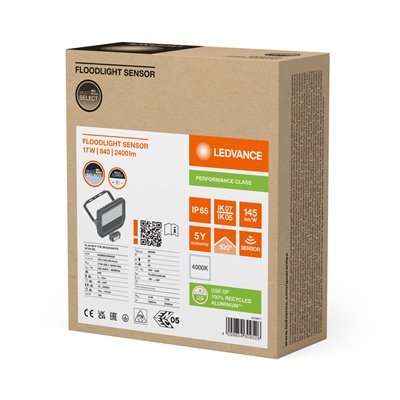 FLOODLIGHT SENSOR 20 17W 2K4LM 840 PS SY100 BK